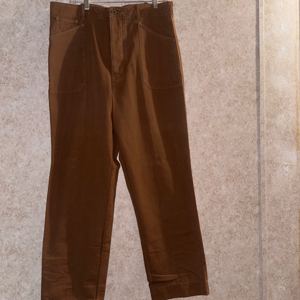 Polo Ralph Lauren Mens Brown Cotton Twill Utility Patch Pocket Pants 36x33